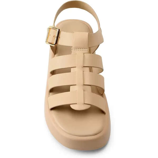 imageDREAM PAIRS Women Fisherman Platform Sandals Strappy Low Y2K Gladiator Sandals Soft Cushion Buckle Comfort Flatform SandalsNude