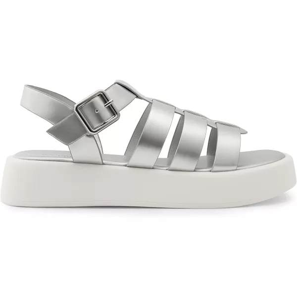 imageDREAM PAIRS Women Fisherman Platform Sandals Strappy Low Y2K Gladiator Sandals Soft Cushion Buckle Comfort Flatform SandalsSilver