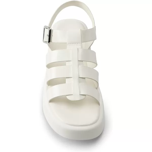 imageDREAM PAIRS Women Fisherman Platform Sandals Strappy Low Y2K Gladiator Sandals Soft Cushion Buckle Comfort Flatform SandalsWhite