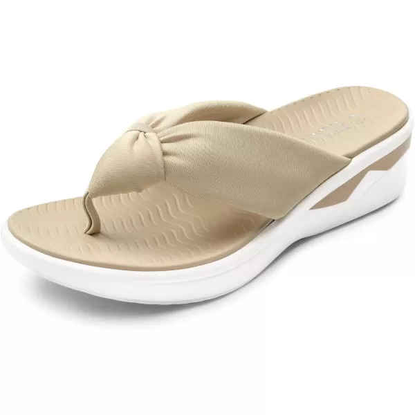 imageDREAM PAIRS Women Platform Flip Flops for Women Soft Thong Sandals Summer Casual Lightweight Comfortable Flat Slippers Walking Shopping Gathering Vacation ShoesBeige