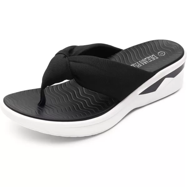 imageDREAM PAIRS Women Platform Flip Flops for Women Soft Thong Sandals Summer Casual Lightweight Comfortable Flat Slippers Walking Shopping Gathering Vacation ShoesBlack