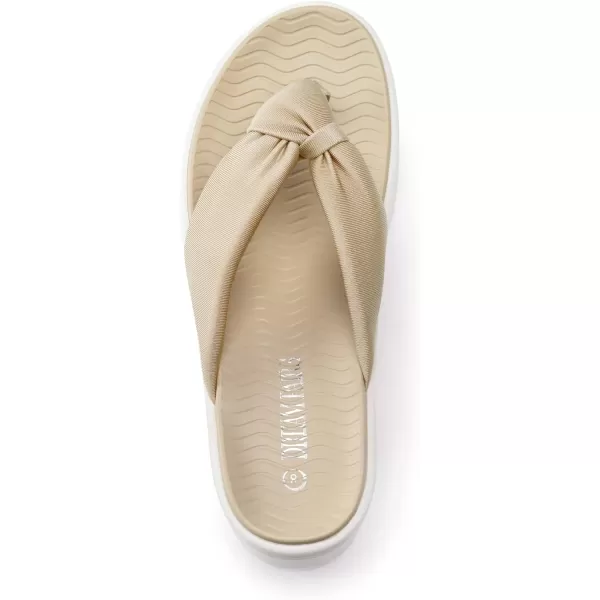 imageDREAM PAIRS Women Platform Flip Flops for Women Soft Thong Sandals Summer Casual Lightweight Comfortable Flat Slippers Walking Shopping Gathering Vacation ShoesBeige