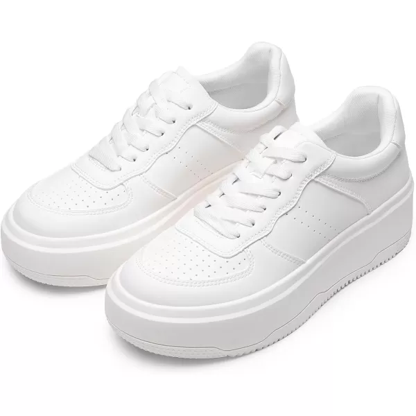 imageDREAM PAIRS Women Platform Sneakers Low Top Lace Up Walking Shoes for WomenWhite