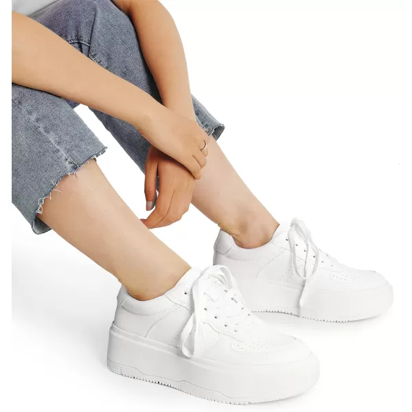 imageDREAM PAIRS Women Platform Sneakers Low Top Lace Up Walking Shoes for WomenWhite
