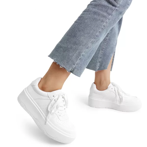imageDREAM PAIRS Women Platform Sneakers Low Top Lace Up Walking Shoes for WomenWhite
