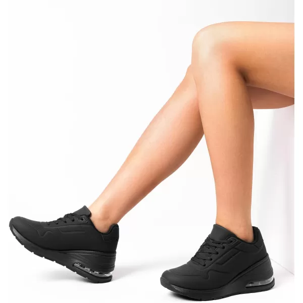 imageDREAM PAIRS Women Platform Wedge Walking Chunky Shoes High Heel Air Cushion Casual Fashion SneakerBlack