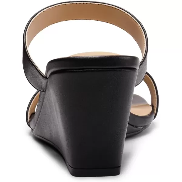 imageDREAM PAIRS Women Slides Wedge Sandals Square Open Toe Dress Casual Strappy ShoesBlack