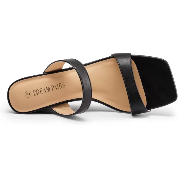imageDREAM PAIRS Women Slides Wedge Sandals Square Open Toe Dress Casual Strappy ShoesBlack