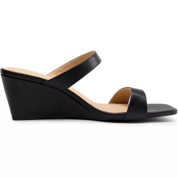 imageDREAM PAIRS Women Slides Wedge Sandals Square Open Toe Dress Casual Strappy ShoesBlack