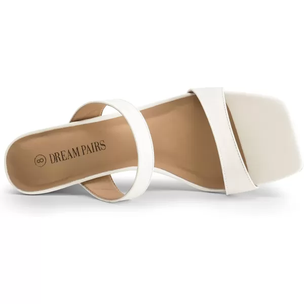 imageDREAM PAIRS Women Slides Wedge Sandals Square Open Toe Dress Casual Strappy ShoesWhite