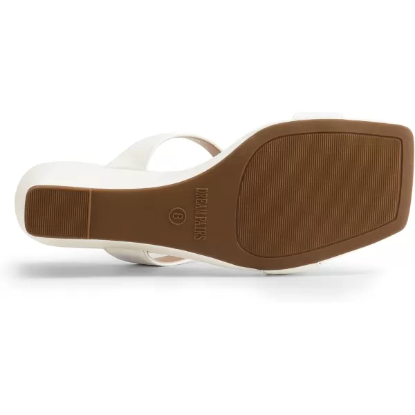 imageDREAM PAIRS Women Slides Wedge Sandals Square Open Toe Dress Casual Strappy ShoesWhite