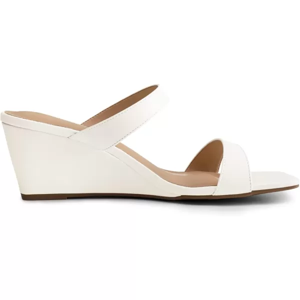 imageDREAM PAIRS Women Slides Wedge Sandals Square Open Toe Dress Casual Strappy ShoesWhite