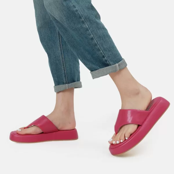 imageDREAM PAIRS Women Slip on Wedges Sandals Comfort Cute Walking Platform Open Toe Soft FlatformHot Pink