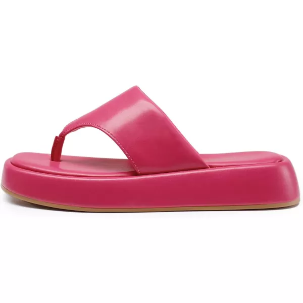 imageDREAM PAIRS Women Slip on Wedges Sandals Comfort Cute Walking Platform Open Toe Soft FlatformHot Pink