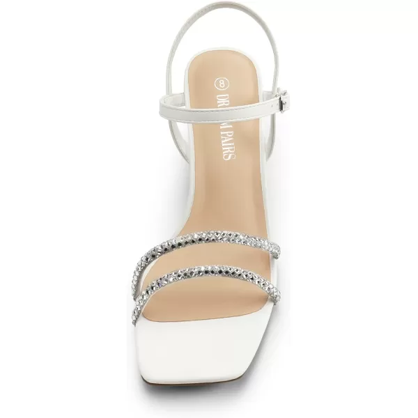 imageDREAM PAIRS Women Strappy Wedge Sandals Rhinestone Low Heel Sandals Square Open Toe Wedding Bridal Party Shoes for Evening Banquet FormalWhitepu