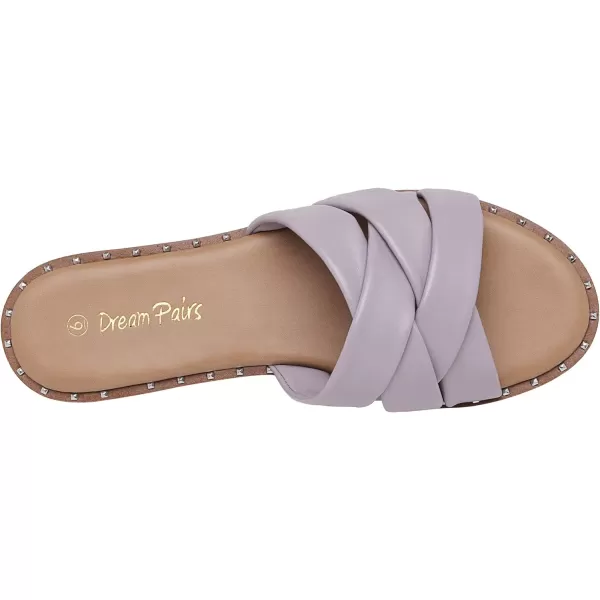 imageDREAM PAIRS Women s Cute Slip On Studded Flat Slides SandalsTaroPurple