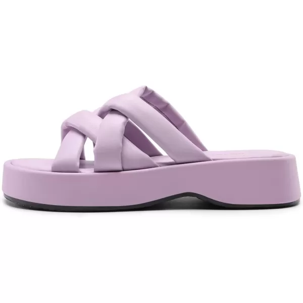 imageDREAM PAIRS Women s Summer Comfortable Cushion Slipon Dressy Slides Cute Platform Puffy Sandals with Criss Cross StrappyPurple