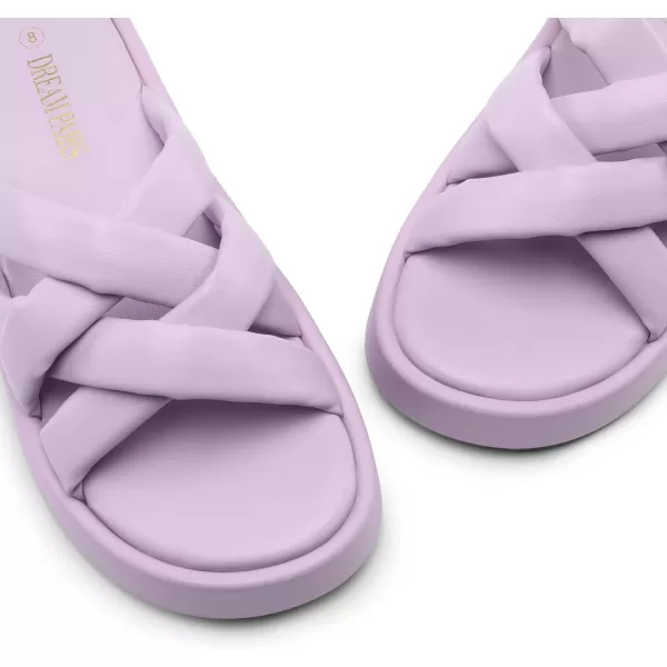 imageDREAM PAIRS Women s Summer Comfortable Cushion Slipon Dressy Slides Cute Platform Puffy Sandals with Criss Cross StrappyPurple
