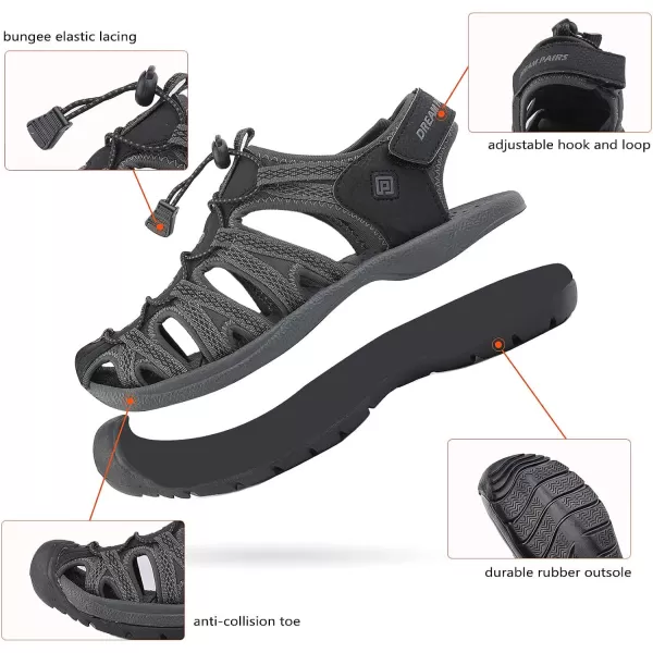 imageDREAM PAIRS Womens 160912W Adventurous Summer Outdoor SandalsNewblack Dark Grey