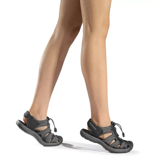 imageDREAM PAIRS Womens 160912W Adventurous Summer Outdoor SandalsNewblack Dark Grey