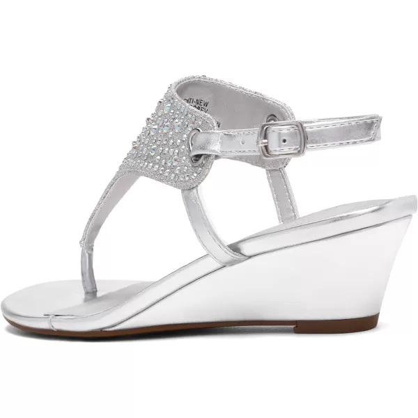 imageDREAM PAIRS Womens Aditi Low Wedge Dress SandalsSilver