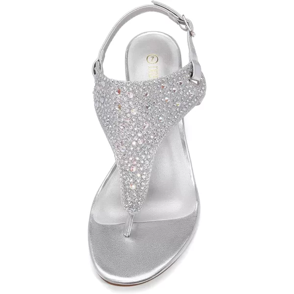imageDREAM PAIRS Womens Aditi Low Wedge Dress SandalsSilver