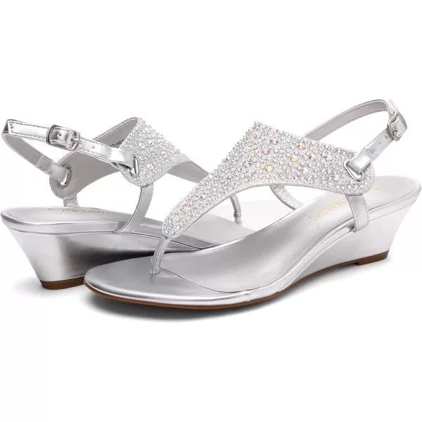 imageDREAM PAIRS Womens Aditi Low Wedge Dress SandalsSilver