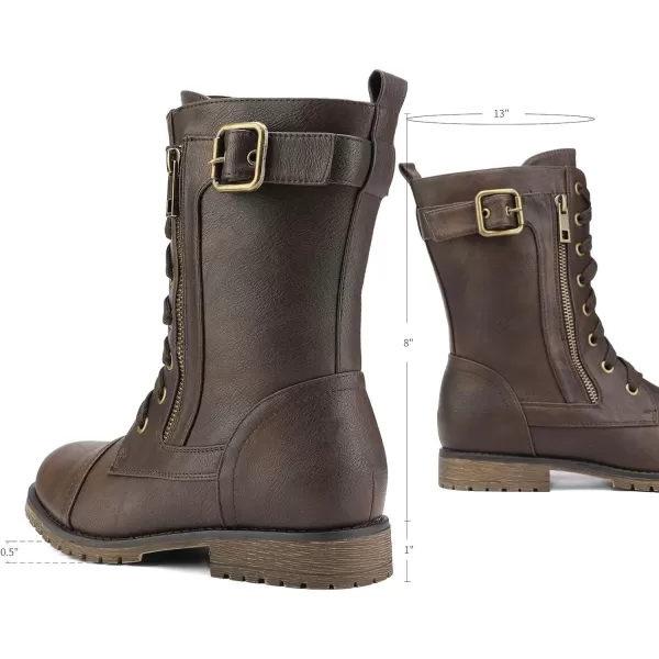 imageDREAM PAIRS Womens Ankle Bootie Winter Lace up Mid Calf Military Combat BootsMissionbrown