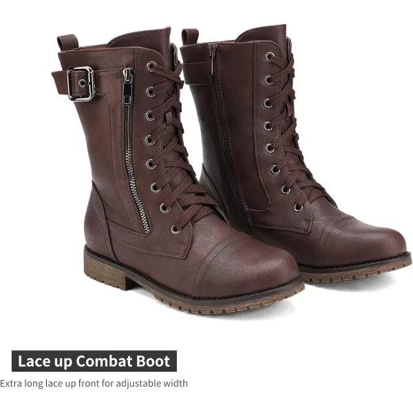 imageDREAM PAIRS Womens Ankle Bootie Winter Lace up Mid Calf Military Combat BootsMissionburgundy