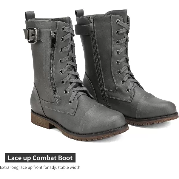 imageDREAM PAIRS Womens Ankle Bootie Winter Lace up Mid Calf Military Combat BootsMissiongrey