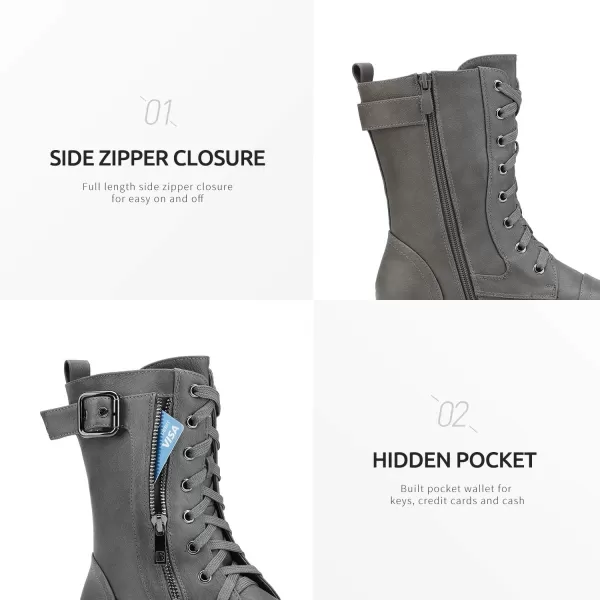 imageDREAM PAIRS Womens Ankle Bootie Winter Lace up Mid Calf Military Combat BootsMissiongrey