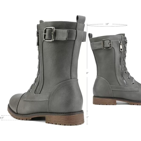 imageDREAM PAIRS Womens Ankle Bootie Winter Lace up Mid Calf Military Combat BootsMissiongrey