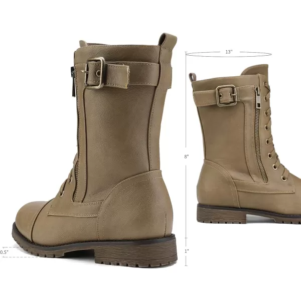 imageDREAM PAIRS Womens Ankle Bootie Winter Lace up Mid Calf Military Combat BootsMissionkhaki