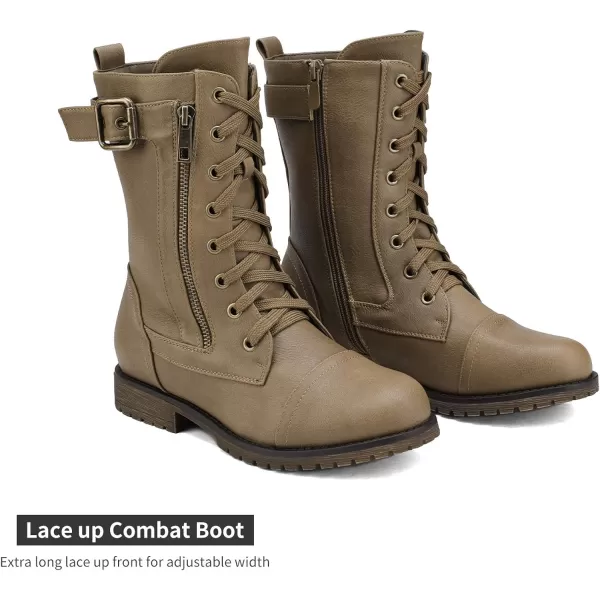 imageDREAM PAIRS Womens Ankle Bootie Winter Lace up Mid Calf Military Combat BootsMissionkhaki