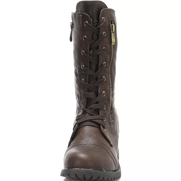 imageDREAM PAIRS Womens Ankle Bootie Winter Lace up Mid Calf Military Combat BootsTerranbrown