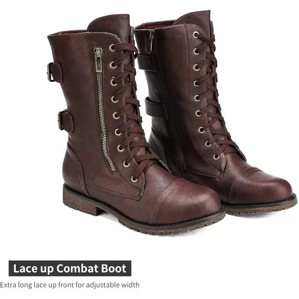 imageDREAM PAIRS Womens Ankle Bootie Winter Lace up Mid Calf Military Combat BootsTerranburgundy