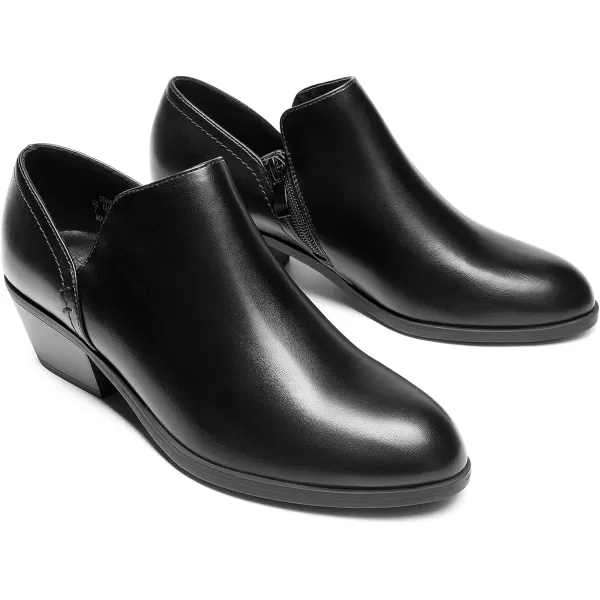 imageDREAM PAIRS Womens Ankle Boots Fall Boots Leather Thick Heel Side Zip Women Low Chunky Heeled BootiesBlackpu