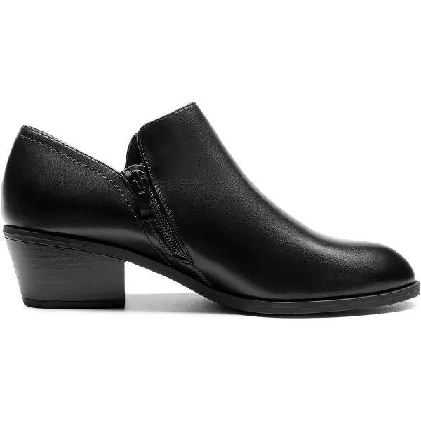 imageDREAM PAIRS Womens Ankle Boots Fall Boots Leather Thick Heel Side Zip Women Low Chunky Heeled BootiesBlackpu