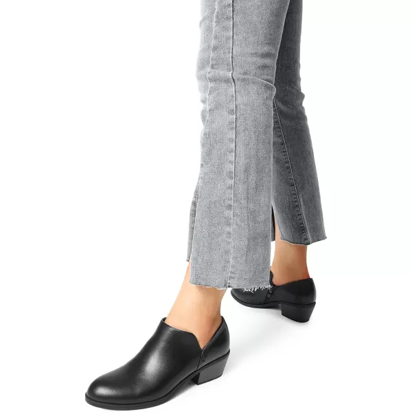 imageDREAM PAIRS Womens Ankle Boots Fall Boots Leather Thick Heel Side Zip Women Low Chunky Heeled BootiesBlackpu