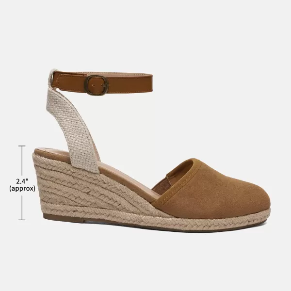 imageDREAM PAIRS Womens Ankle Strap Closed Toe Espadrille Wedge Heels SandalsCamel