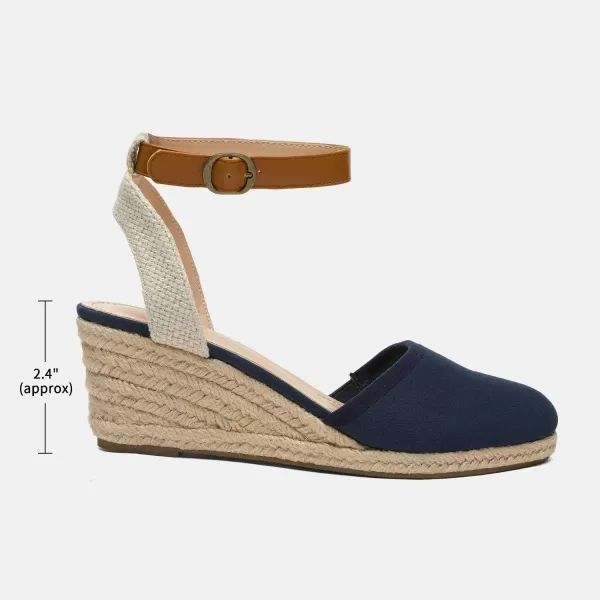 imageDREAM PAIRS Womens Ankle Strap Closed Toe Espadrille Wedge Heels SandalsNavy