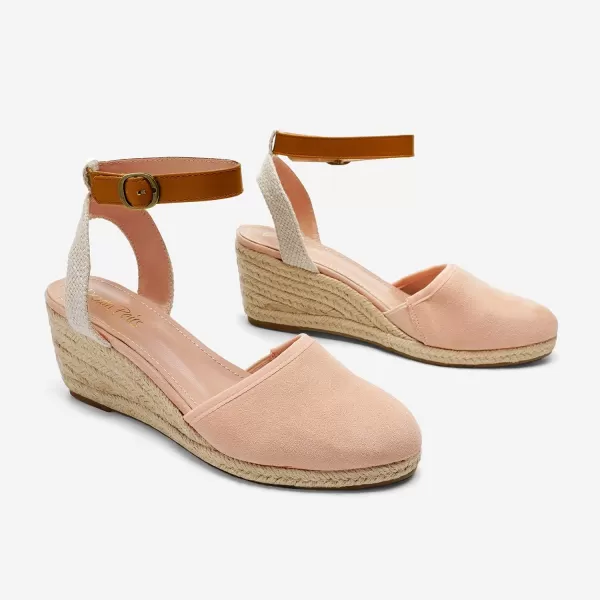 imageDREAM PAIRS Womens Ankle Strap Closed Toe Espadrille Wedge Heels SandalsNude