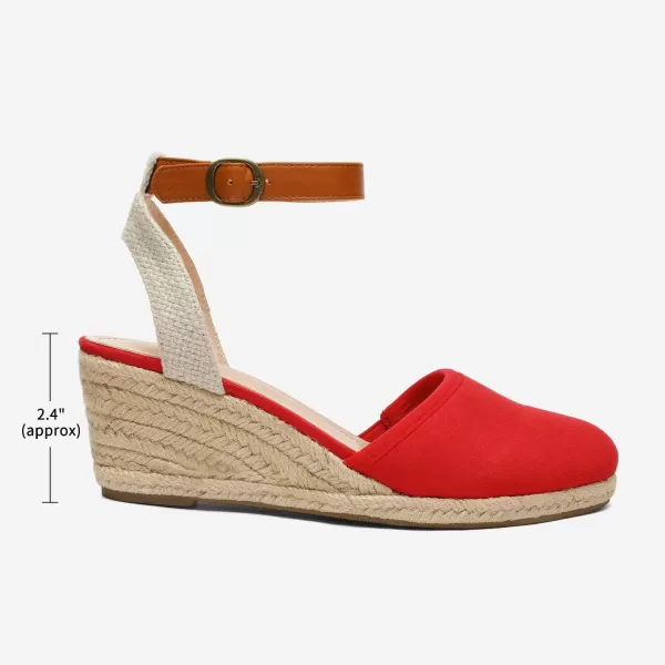 imageDREAM PAIRS Womens Ankle Strap Closed Toe Espadrille Wedge Heels SandalsRed