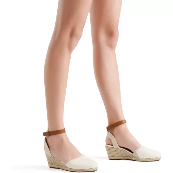 imageDREAM PAIRS Womens Ankle Strap Closed Toe Espadrille Wedge Heels SandalsWhite