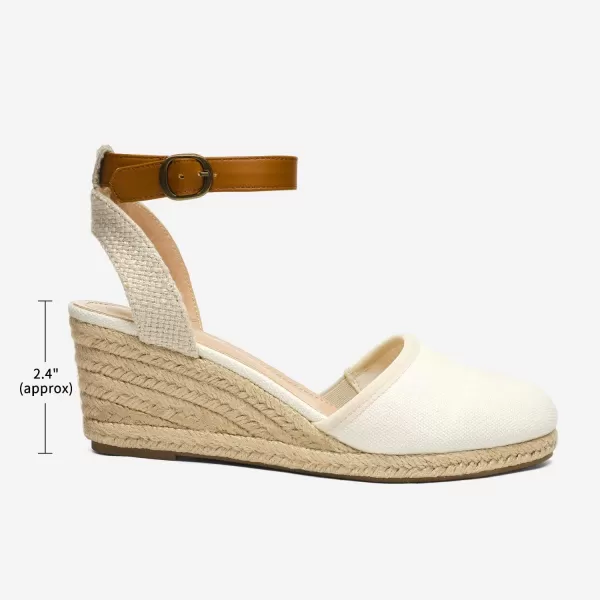 imageDREAM PAIRS Womens Ankle Strap Closed Toe Espadrille Wedge Heels SandalsWhite