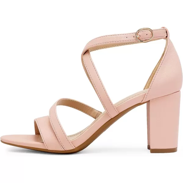 imageDREAM PAIRS Womens Ankle Strap Dress Pump Low Chunky Heel SandalsBlushPu