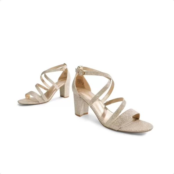 imageDREAM PAIRS Womens Ankle Strap Dress Pump Low Chunky Heel SandalsGoldGlitter