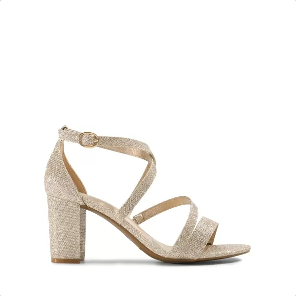 imageDREAM PAIRS Womens Ankle Strap Dress Pump Low Chunky Heel SandalsGoldGlitter
