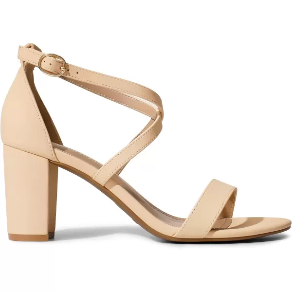 imageDREAM PAIRS Womens Ankle Strap Dress Pump Low Chunky Heel SandalsNudeNubuck1