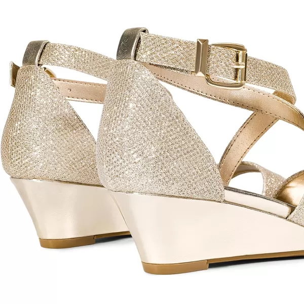 imageDREAM PAIRS Womens Ankle Strap Low Wedge SandalsGold